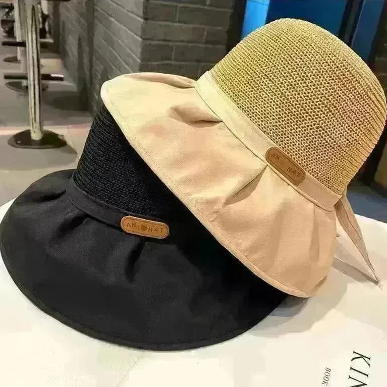 Bow Fisherman Hat Summer Straw Sunhat With Large Brim Anti-UV Sunshade And Face Protection Hat Outdoor - EX-STOCK CANADA