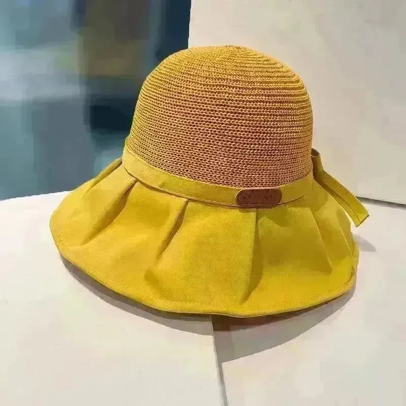 Bow Fisherman Hat Summer Straw Sunhat With Large Brim Anti-UV Sunshade And Face Protection Hat Outdoor - EX-STOCK CANADA