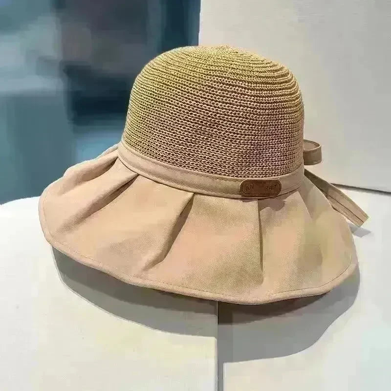 Bow Fisherman Hat Summer Straw Sunhat With Large Brim Anti-UV Sunshade And Face Protection Hat Outdoor - EX-STOCK CANADA