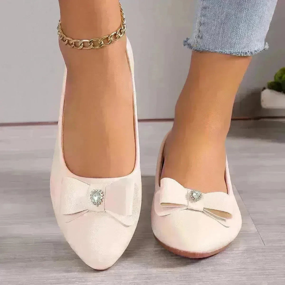Bowknot Flats Shoes Fashion Casual Pointed Toe Loafers For Women Lazy Shoes - EX-STOCK CANADA