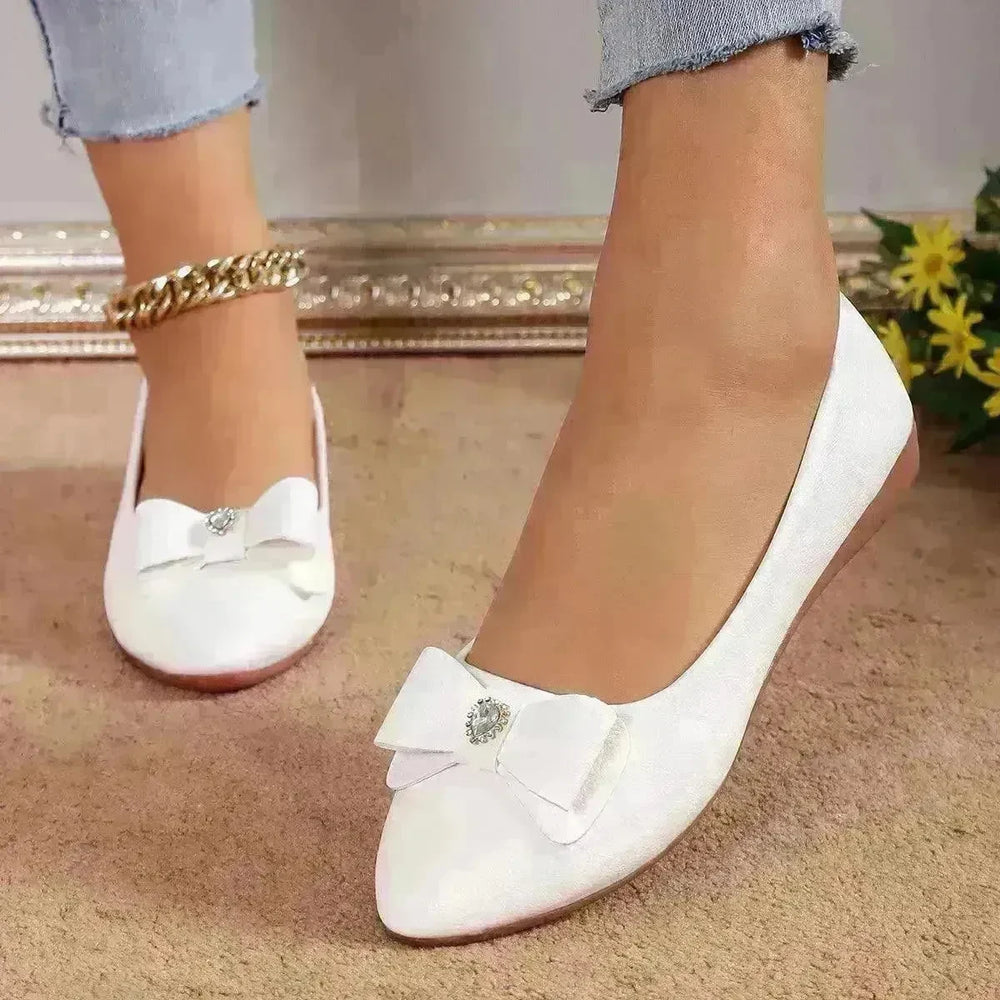 Bowknot Flats Shoes Fashion Casual Pointed Toe Loafers For Women Lazy Shoes - EX-STOCK CANADA