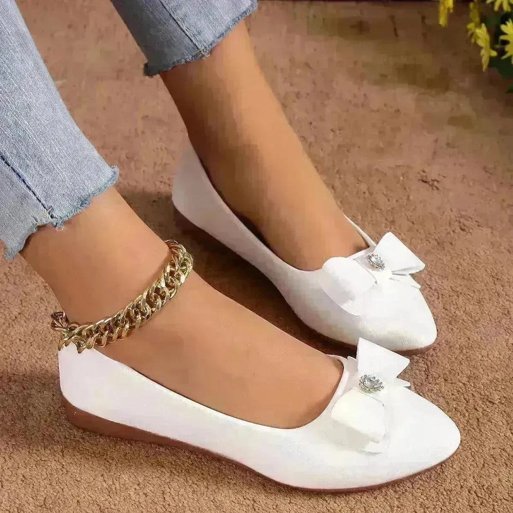 Bowknot Flats Shoes Fashion Casual Pointed Toe Loafers For Women Lazy Shoes - EX-STOCK CANADA