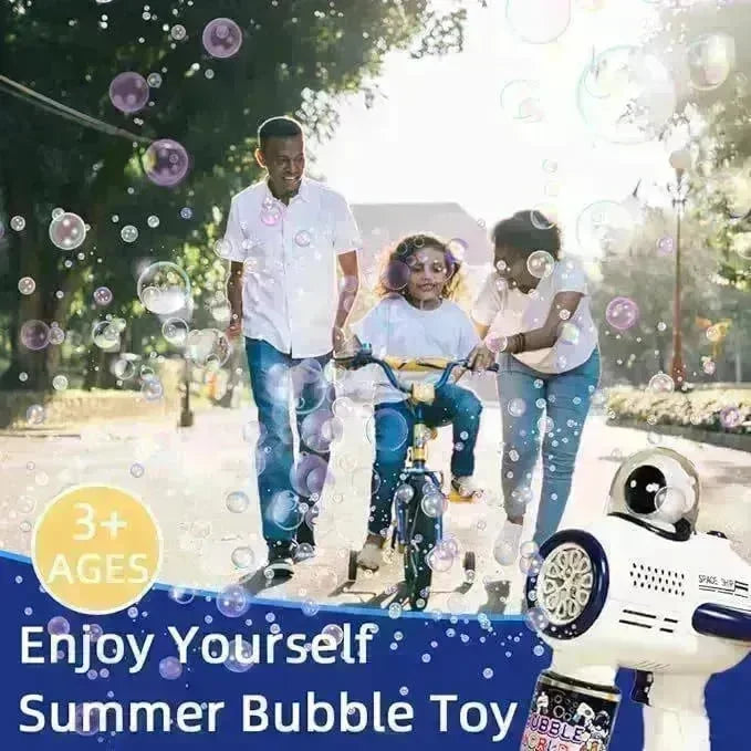 Bubble Gun Machine , Leak Proof Design, Automatic Bubble Blower Maker With Light And Bubble Solution, Summer Outdoor Toys For Birthday Party - EX-STOCK CANADA