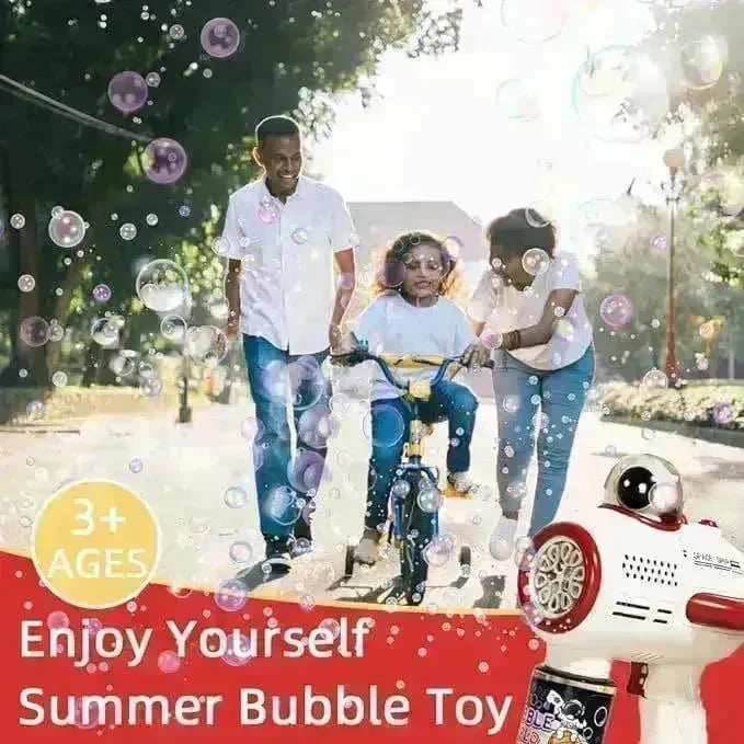 Bubble Gun Machine , Leak Proof Design, Automatic Bubble Blower Maker With Light And Bubble Solution, Summer Outdoor Toys For Birthday Party - EX-STOCK CANADA