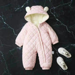 Hooded Fleece-lined Thick Baby Winter Romper Puffer Overall Jumpsuit - EX-STOCK CANADA