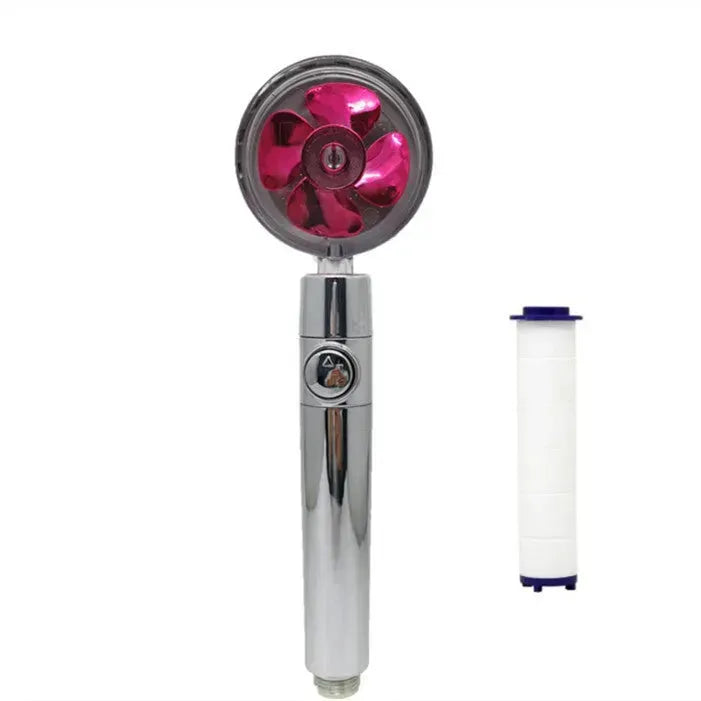 Propeller Driven Shower Head With Stop Button And Cotton Filter Turbocharged High Pressure Handheld Shower Nozzle - EX-STOCK CANADA