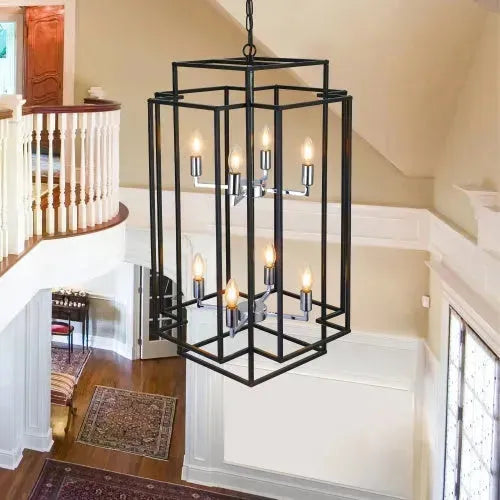 8 Lantern Tiered Chandeliers, Industrial Farmhouse Chandeliers - EX-STOCK CANADA