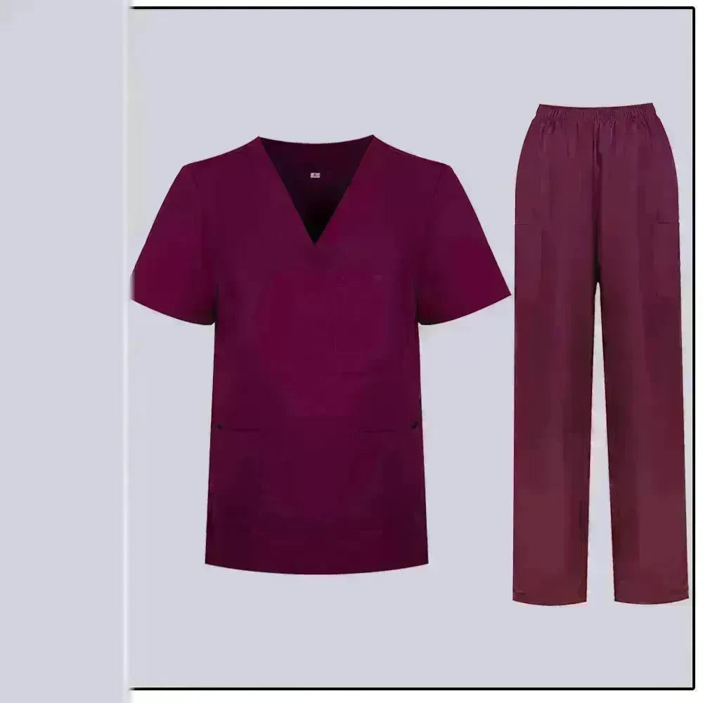 Women Nurse Uniform Female Hospital Nurse Costume V Neck Top Pants Set Nursing Uniforms Women Scrubs Set for Beauty Salon Massaging Workwear - EX-STOCK CANADA