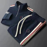 2pcs Fashion Side Stripe Leisure Sports Quarter Zip Track Situit Co Ord For Men