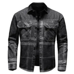 Fashion Plaid Denim Long-sleeved mens denim shirt Slim fit Jeans Shirt for men Denim top for men - EX-STOCK CANADA