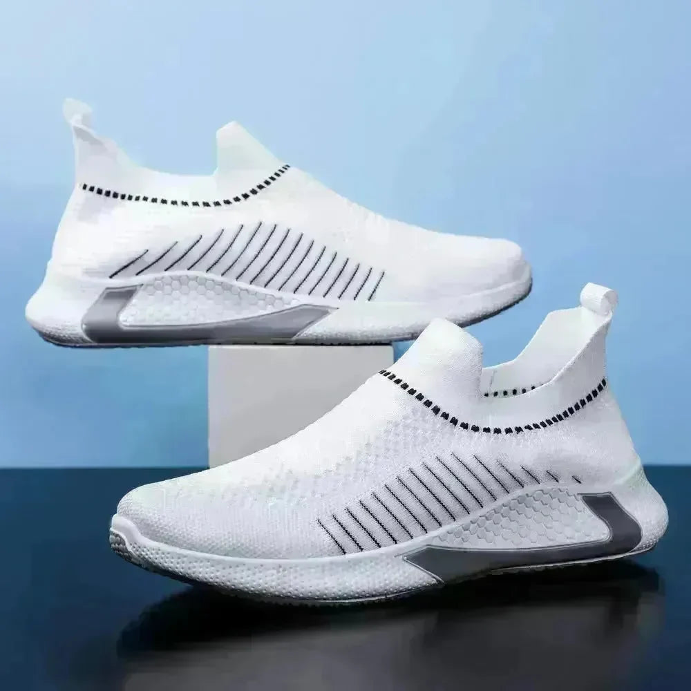 Fashion Mesh Sock Shoes With Striped Design Men Outdoor Breathable Slip-on Sneakers Casual Lightweight Running Sports Shoes - EX-STOCK CANADA