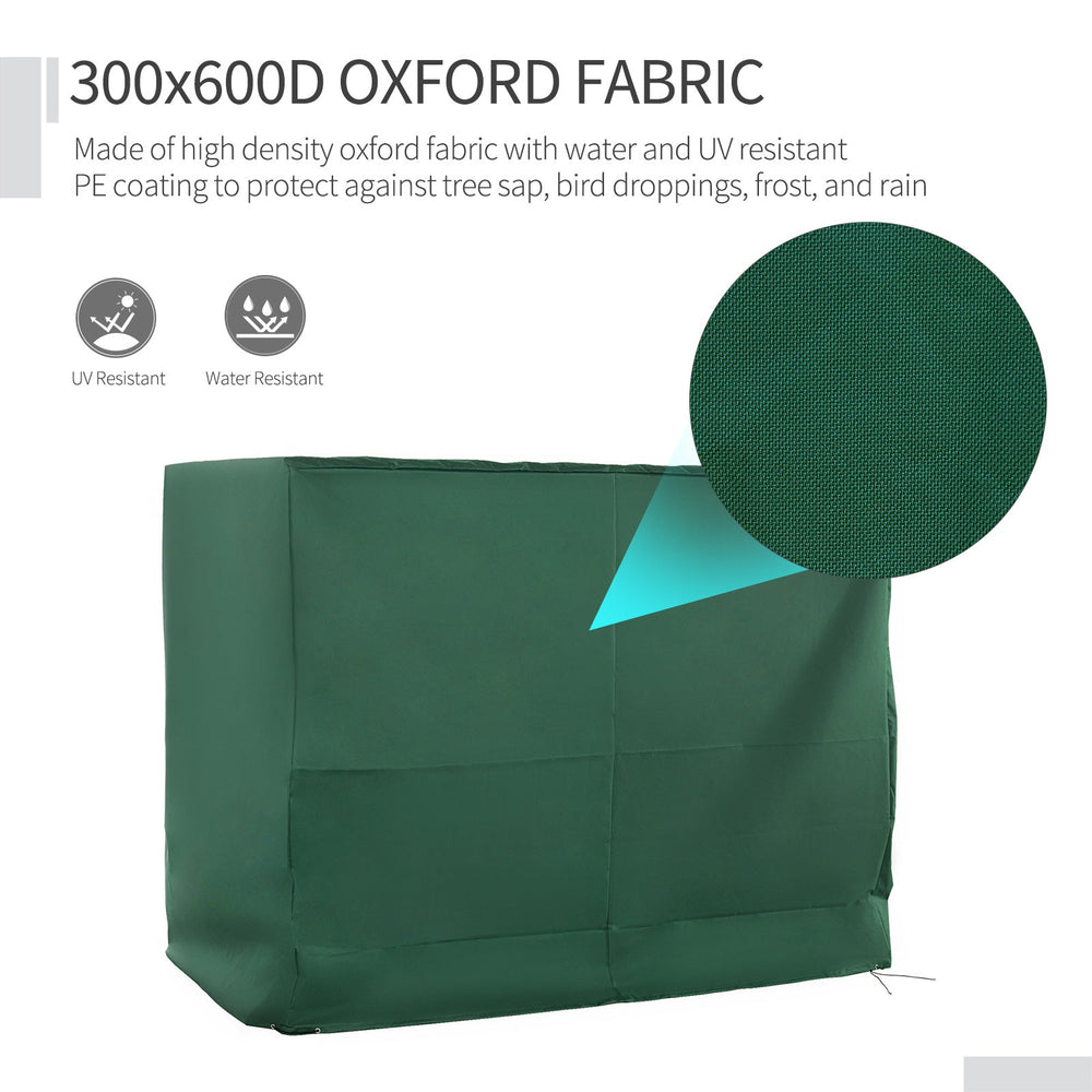 600D Oxford 3-Seater Patio Swing Cover Outdoor Swing Chair Cover Rain Protection Waterproof Anti-UV, Dark Green EX-STOCK