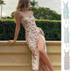 Women's Floral Spaghetti Strap Cami Dress Lace Trim Side Slit Bodycon Midi summer Dress - EX-STOCK CANADA