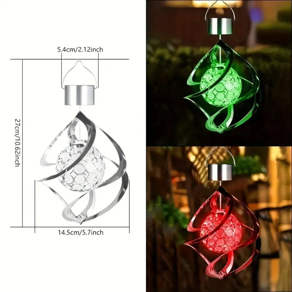 Wind Spinner Solar Light, LED Wind Chimes, Outdoor Decor Changing Color Ball Wind Chimes Solar Hanging Lantern For Home Garden Outdoor Decoration - EX-STOCK CANADA