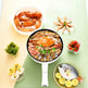 Electric Hot Pot Non-Stick Frying Pan Portable Rapid Noodles Cooker With Long Handle Steamer Spatula Dual Power Control Overheat Dry-Boil Protection For College Dorm Room Essential EX-STOCK