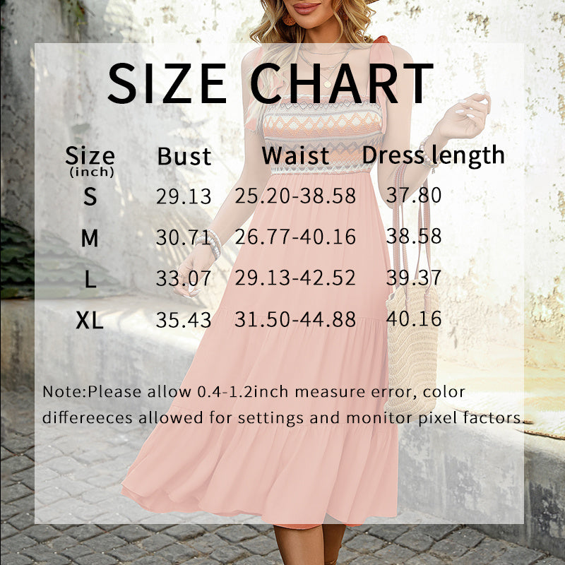 Casual Summer Dress Sleeveless Midi Boho Beach Dress Square Neck Flowy Sundress EX-STOCK