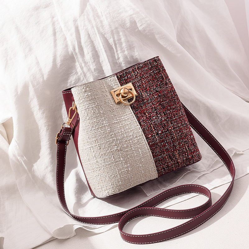 Nouveau sac seau à texture de mode - Grand sac à bandoulière oblique de grande capacité en tissu étrangerEX-STOCK Canada 