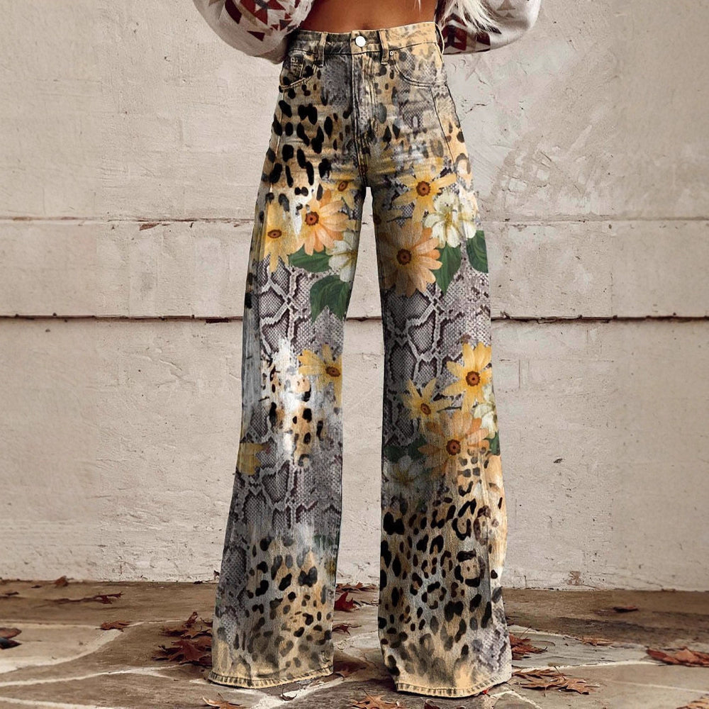 Plus-size Womens Casual Pants Lightweight Denim-look 