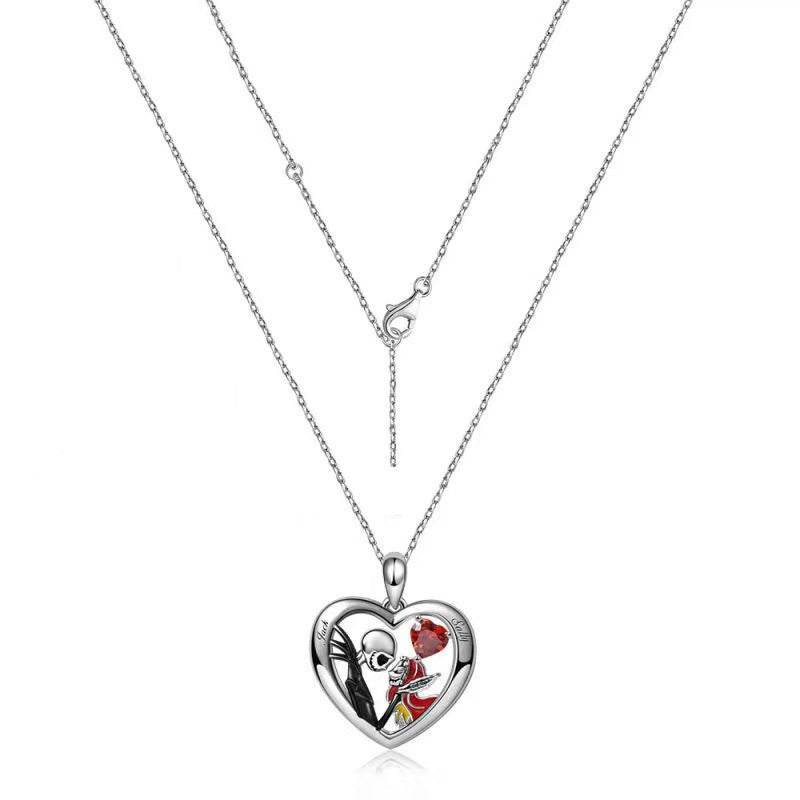 Halloween Heart-shaped Skull Necklace With Rhinestones Couple Love Clavicle Necklace Men And Women Jewelry Accessories EX-STOCK