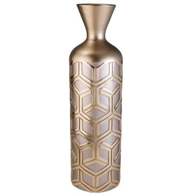 22 Tall Polyresin Decorative Vase, Weave Rose Gold Design EX-STOCK