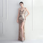 Colorful Sequin Sling Split Sheath Long Dinner Party Dress EX-STOCK Canada 