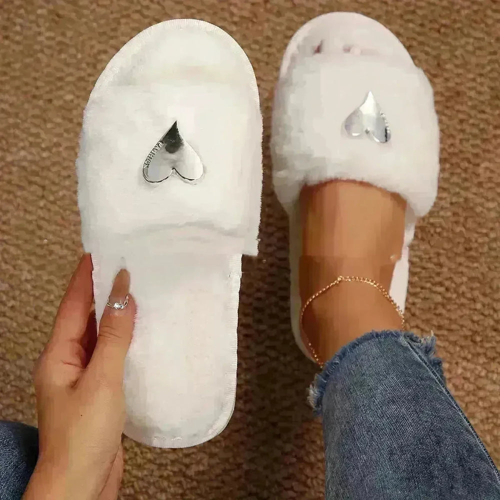 Fluffy Slipper Fall Winter Warm Home Fur Furry Slippers Women Plush Shoes Indoor House Fuzzy Flip Flops Female Padded Fleece Living Bedroom - EX-STOCK CANADA