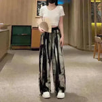 New Painting Ice Silk Wide-leg Baggy Trouser Pants Summer Women - EX-STOCK CANADA
