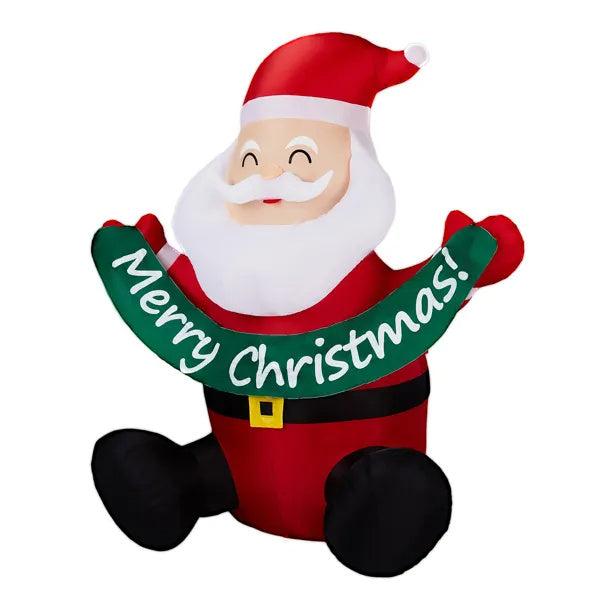 5.8FT Lighted Christmas Inflatable Decoration, Inflatable Santa Claus Holding Banner, Funny Blow Up Yard Decorations With Built-in LED Lights For Holiday Party Front Yard Lawn Garden Decor EX-STOCK Canada 