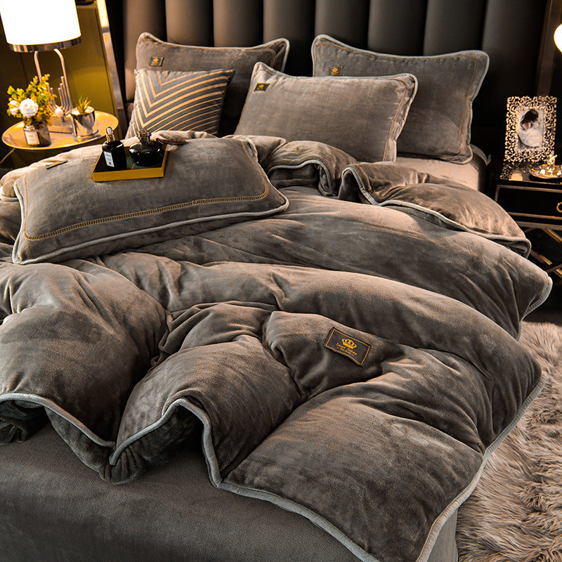 Thickened Winter Coral Flannel Bedding Kit Double Sided Plus Duvet Cover EX-STOCK Canada 