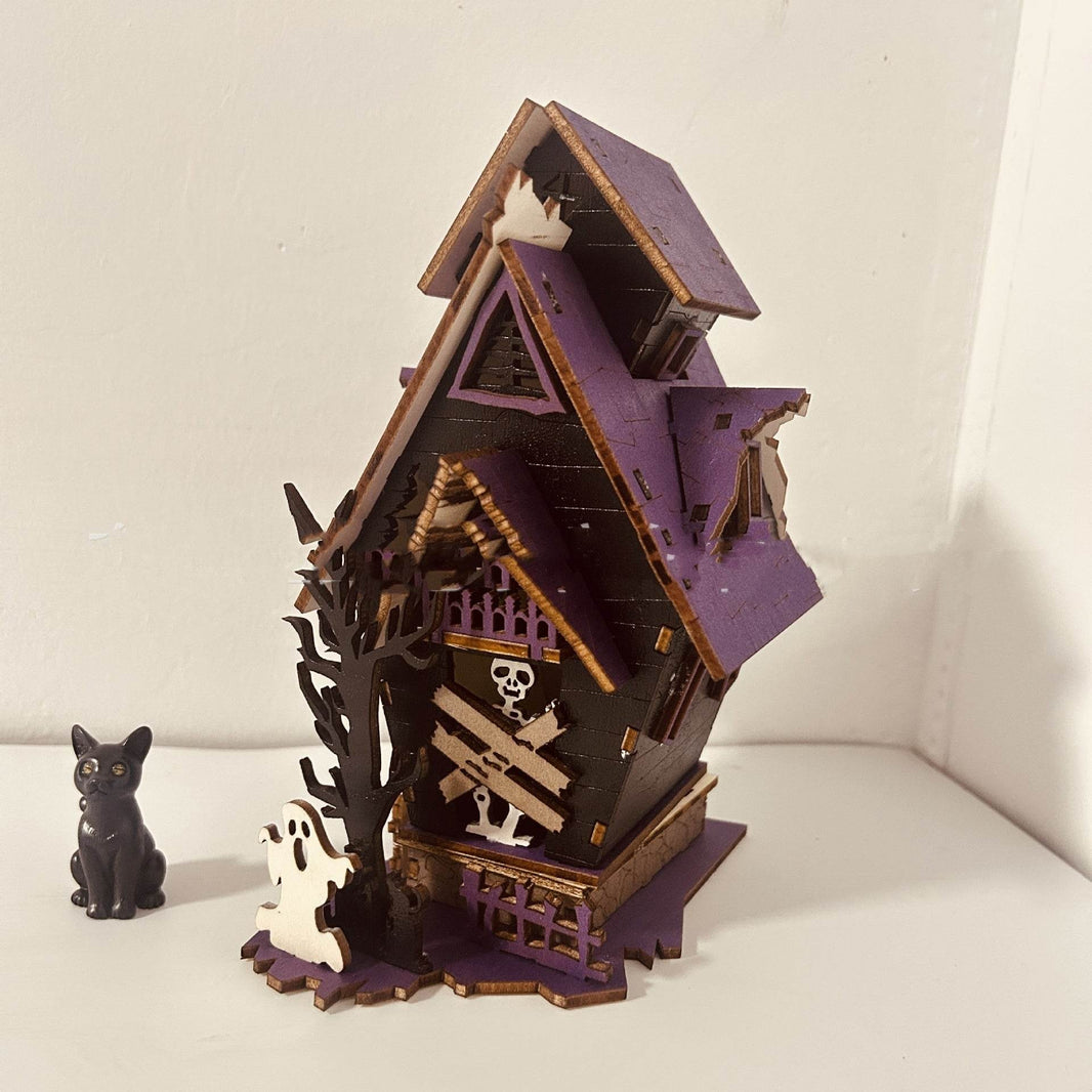 Halloween DIY Wooden Glowing Haunted House Table Decoration EX-STOCK