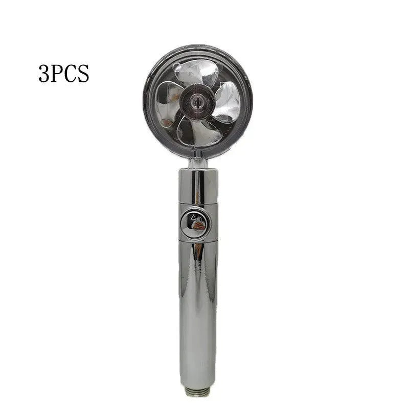 Propeller Driven Shower Head With Stop Button And Cotton Filter Turbocharged High Pressure Handheld Shower Nozzle - EX-STOCK CANADA