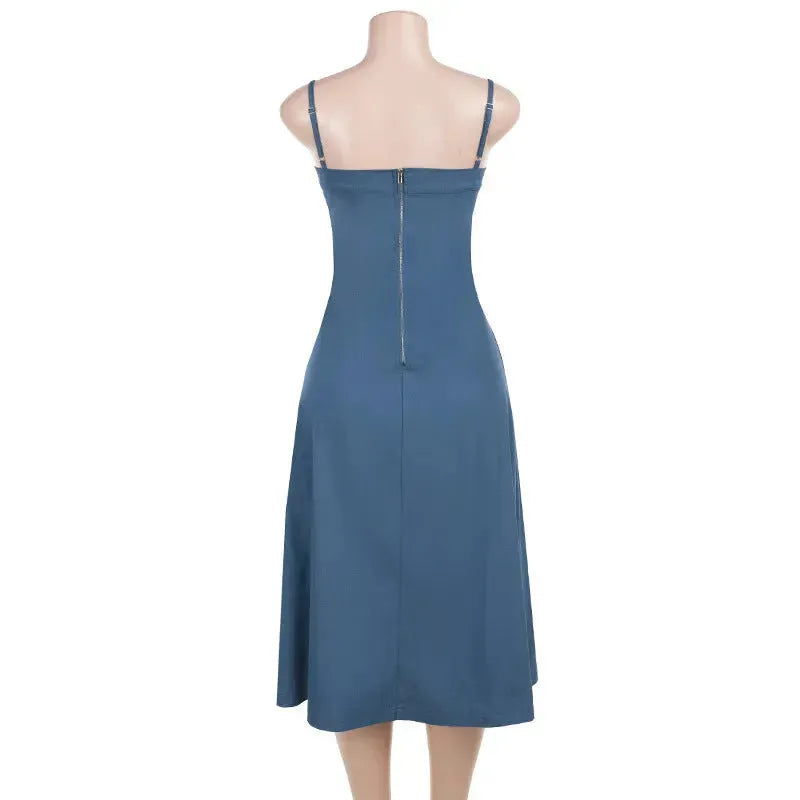 Denim A- Line Dress Women's Hot Girl Strap Length - EX-STOCK CANADA
