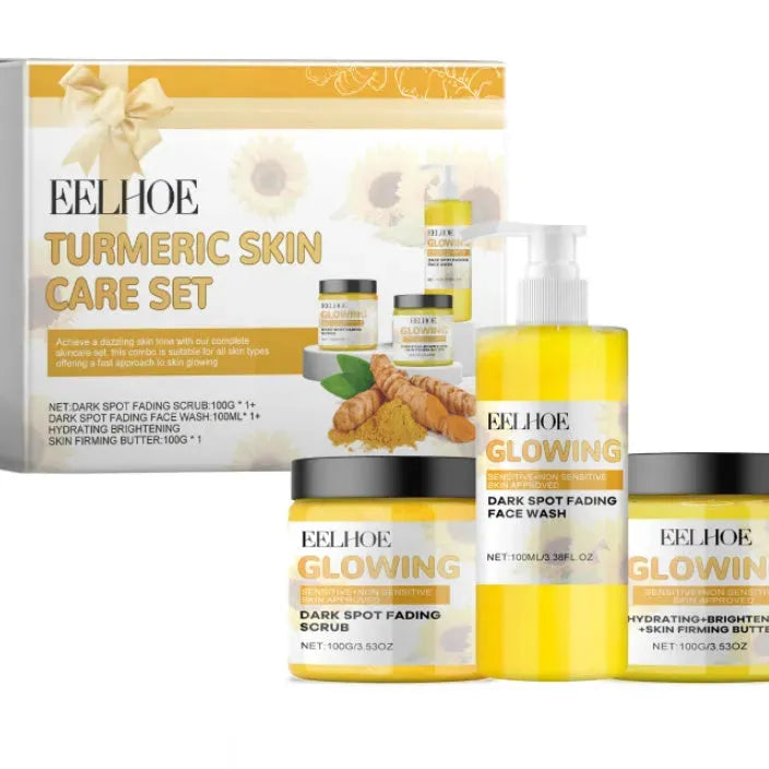 EELHOE Turmeric Skincare 3PCS Set Cleanser Cream Scrub - EX-STOCK CANADA