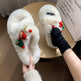 Christmas Hat Fluffy Slippers Women's Warm Toe Covering Cotton Slippers EX-STOCK Canada 