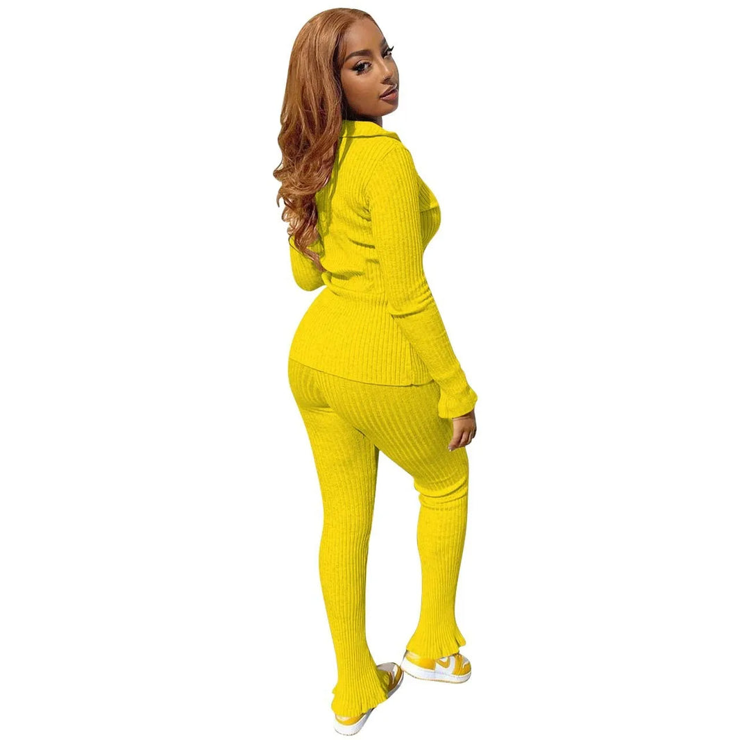 New Fashion Women Slim fit Long sleeve Athleisure wear Outfit set