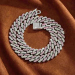 Hebilla de 14 mm Barra de enlace cubano Pulsera y collar de cadena 2pcs
