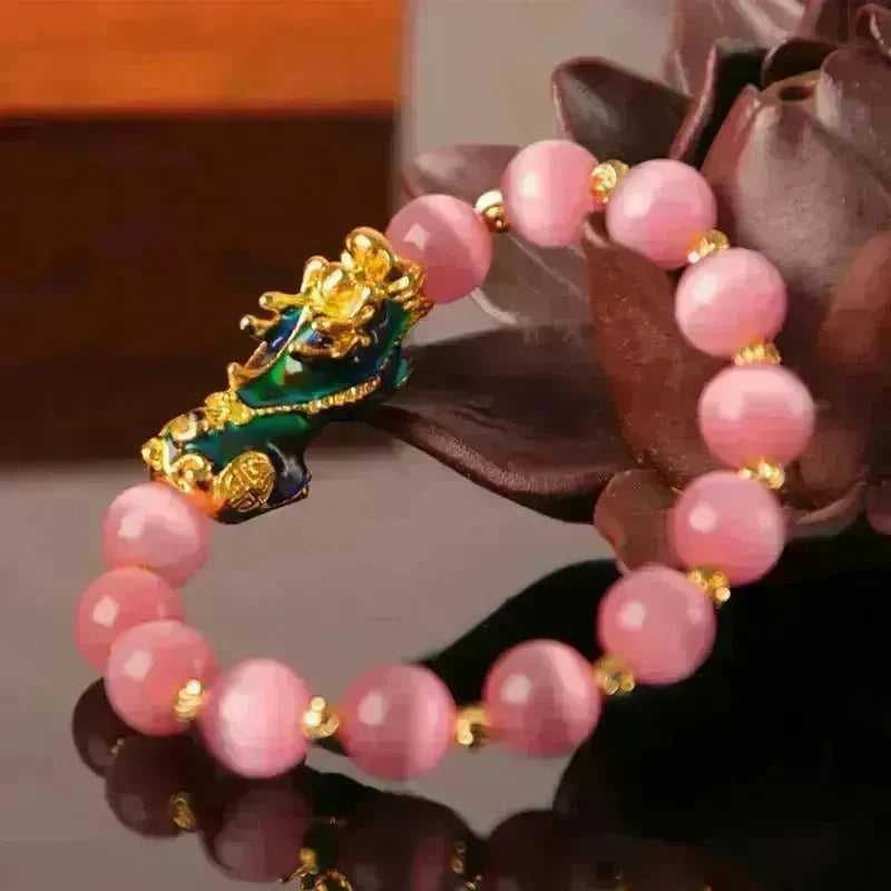 3D Gold Plated PiXiu Crystal Beaded Bracelet - EX-STOCK CANADA