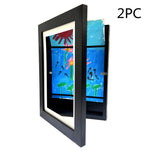 Children's Wooden Art Display Frame – Folding Front-Opening Storage, Black/White/Wood, A4/A3/8K