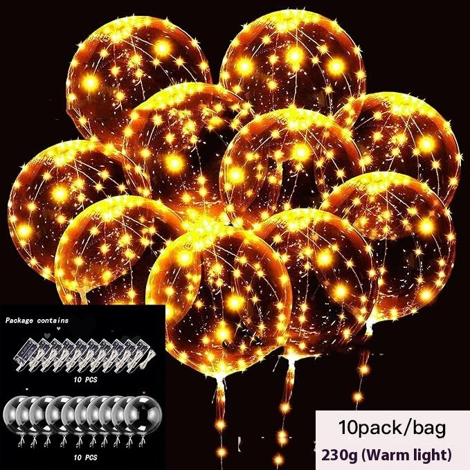LED Glowing Balloon Party Decoration – 20" TPU Glow Balloons with Color Light Options
