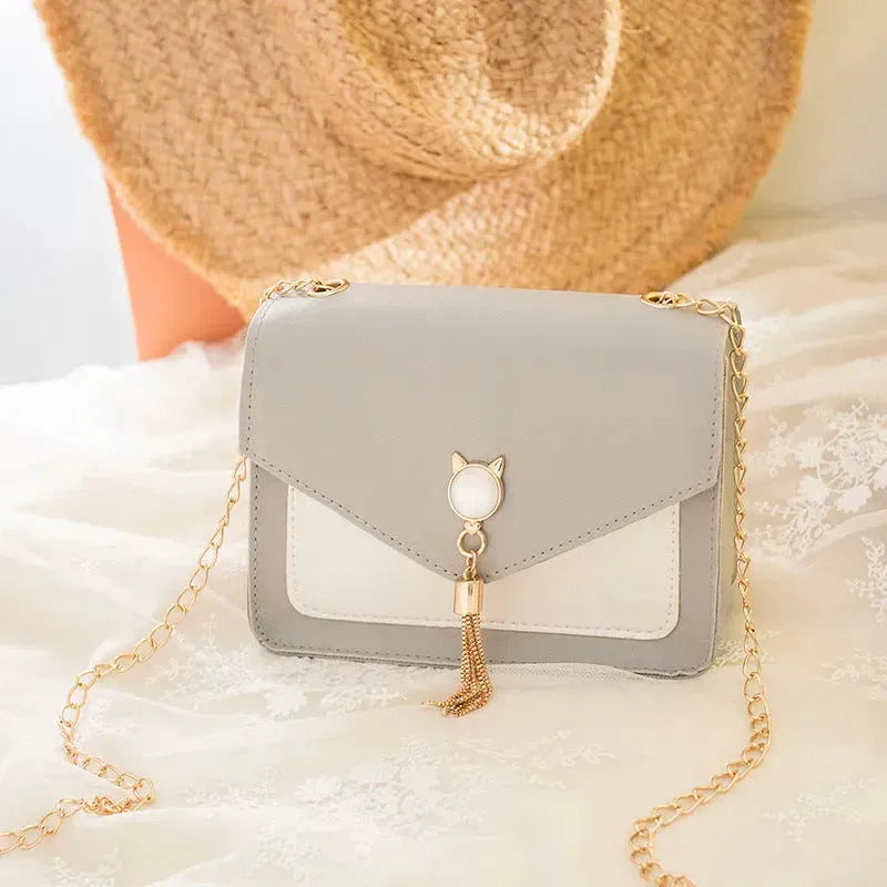 Small Messenger Bag New Sweet And Cute Cat Tassel Decoration Chain One Shoulder Small Square Bag Casual Messenger Bag - EX-STOCK CANADA