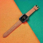 Suitable For  Iwatch SE Strap Lychee Pattern Oil Wax Leather Strap New Silicone Leather Strap - EX-STOCK CANADA