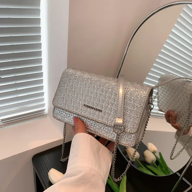 Luxury Women's Chain Embossed Square flap Shoulder Bag for women - EX-STOCK CANADA
