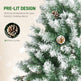 6ft Snow Flocked Artificial Christmas Tree, Unlit Full Fir Tree With Automatic Open, 800 Realistic Branches And 61 Pine Cones EX-STOCK Canada 