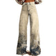 Thermal Transfer Bell-bottom Pants Simulation Denim Trousers Loose Pants 