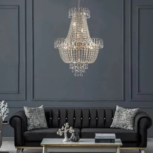 Lampadario a cristallo dorato, grande lampadario di lusso moderno, adatto per soggiorno, sala da pranzo, camera da letto, corridoio - senza lampadina
