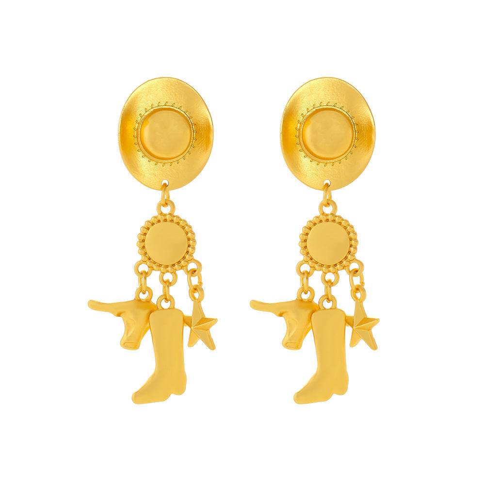 Creative Long Cowboy Hat Eardrops Earrings - EX-STOCK Canada