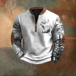 Men Polo Half Zipper  Sweatshirt Men's 3D Printing Pullover top - EX-STOCK CANADA