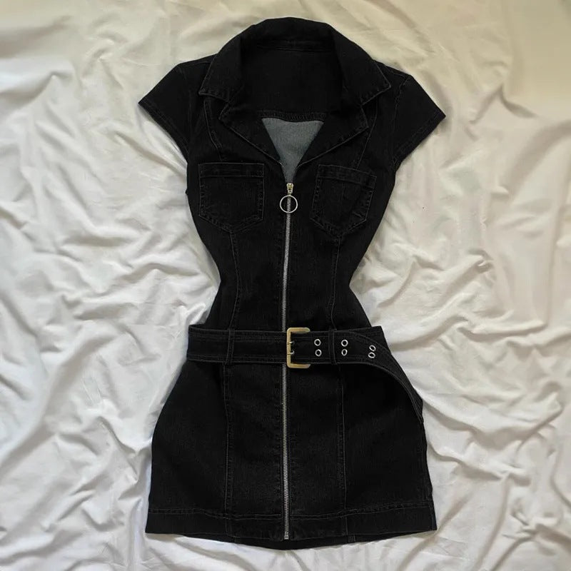 Retro ärmelloses Jeanskleid für mutige, schicke Mädchen 