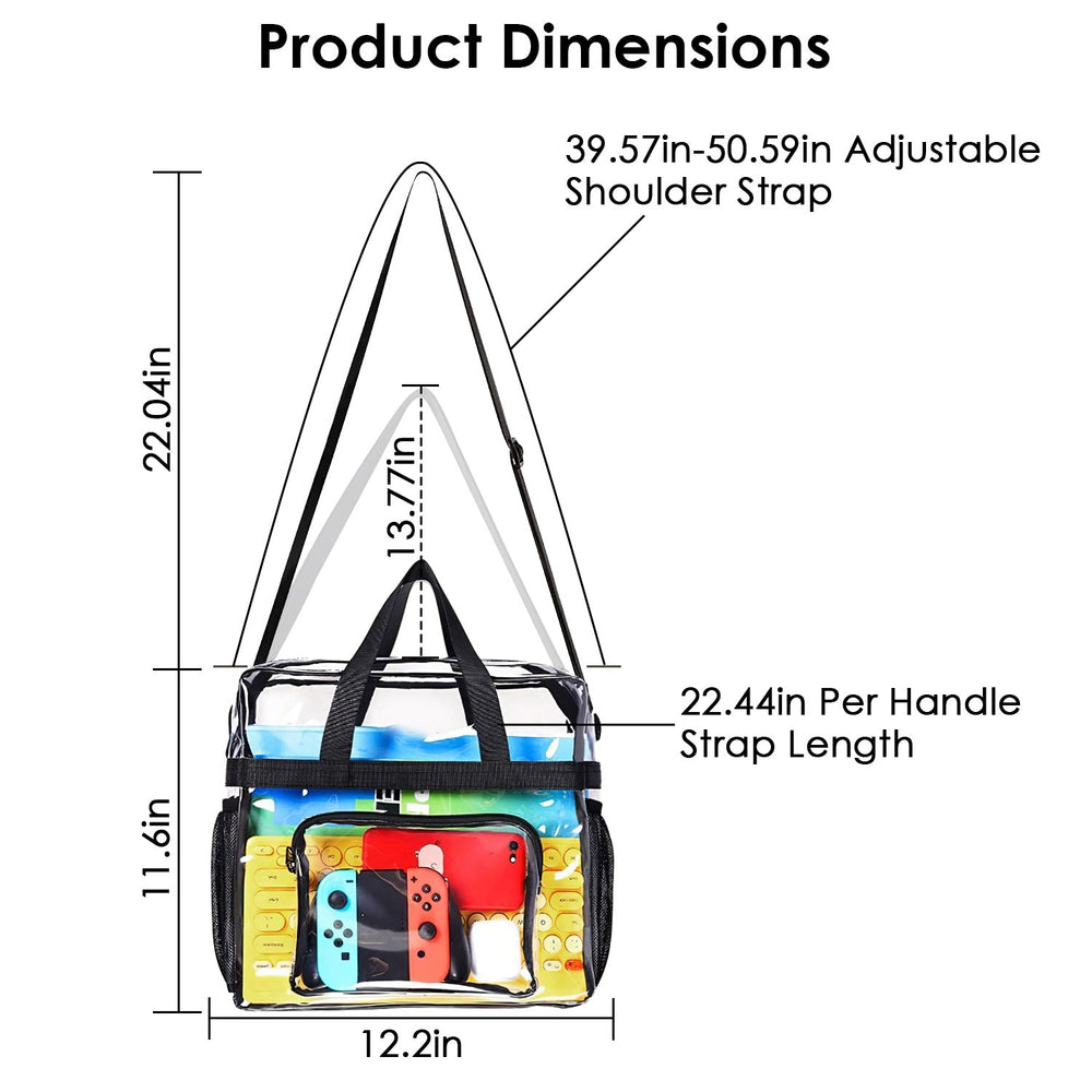 1Pc Clear Crossbody Bag Stadium Approved Clear Transparent Shoulder Bag See Through Zip Pouch Tote Bag Handbag With 11LBS Load EX-STOCK