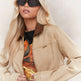 Color Blocking Collar Zipper Denim Jacket For Women EX-STOCK Canada 